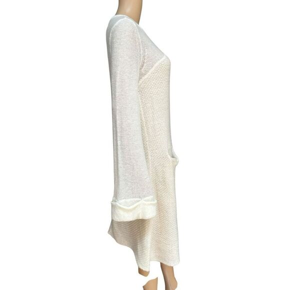 FREE PEOPLE white Rabbit Bell Sleeve A Line Wool/alpaca Zipper Sweater Dress S - Picture 6 of 11